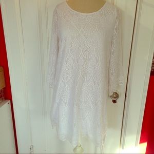 H&M White Lace Long Sleeved Mini Dress